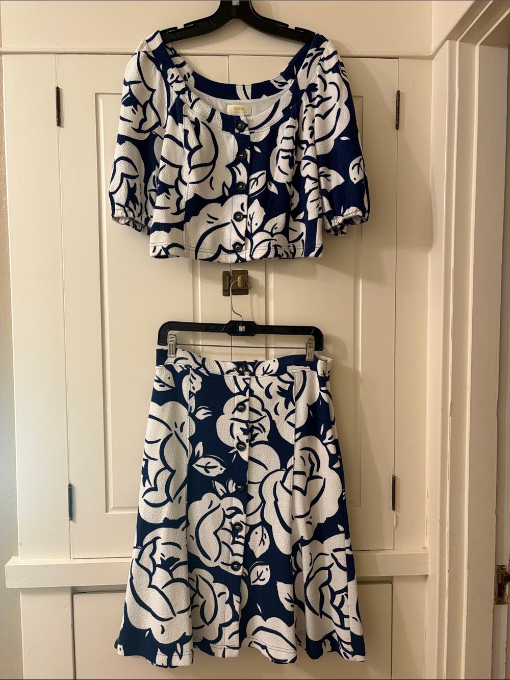 Maeve Navy & White Floral Two-Piece Skirt Set